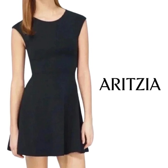 Aritzia NWT Talula Palmetto Dress Fit & Flare Black Mini Skater Cutout - XXS - Picture 1 of 10